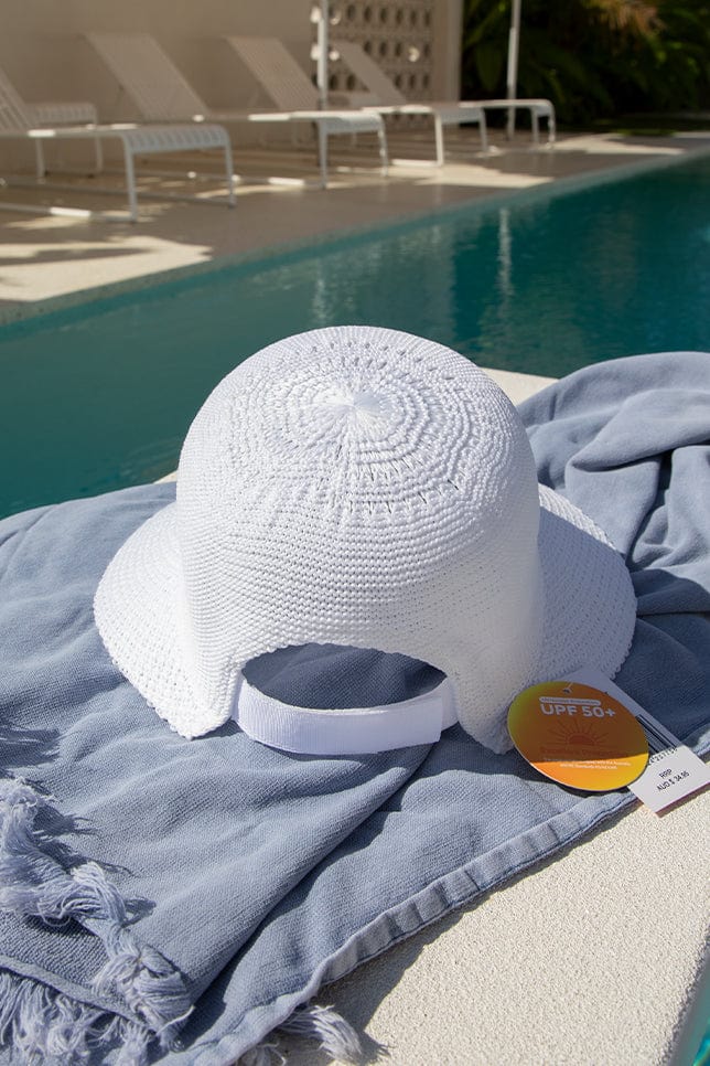white pool hat