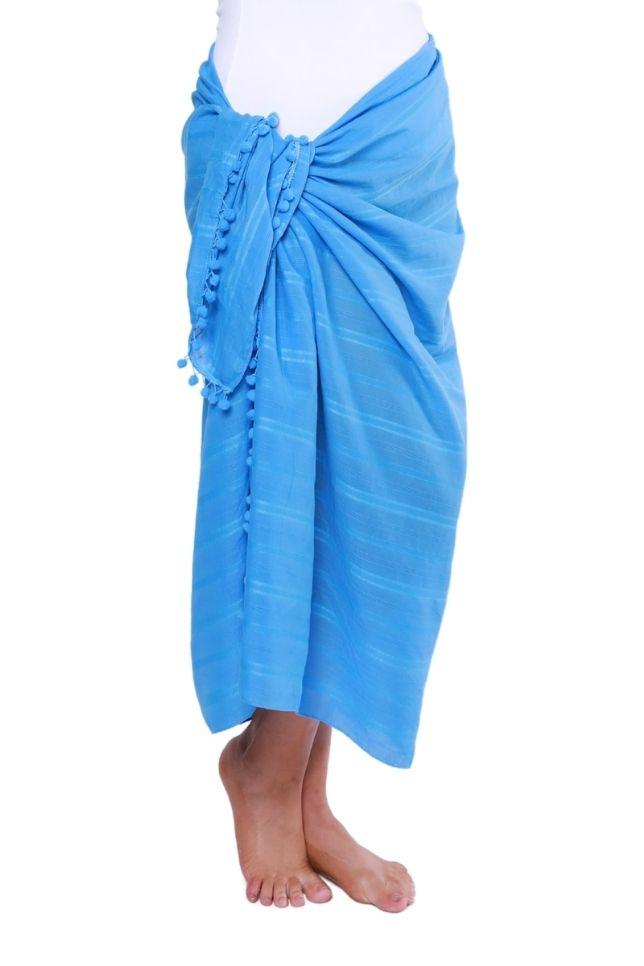 blue long beach sarong cotton