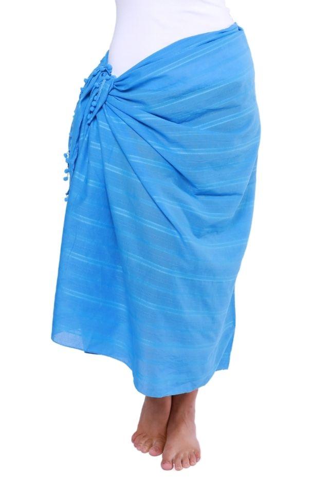 Blue pompom beach sarong