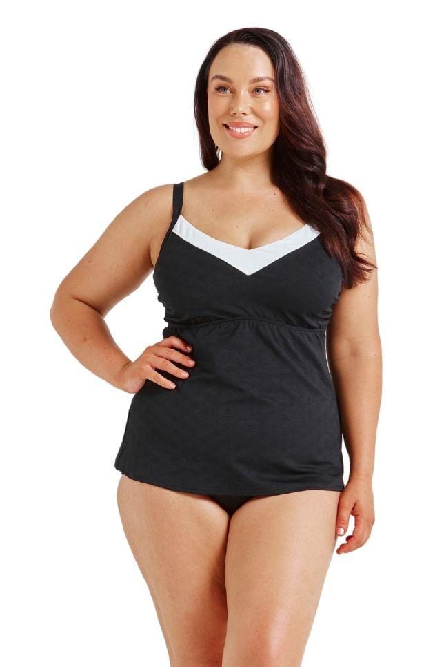 black tankini top with underwire support