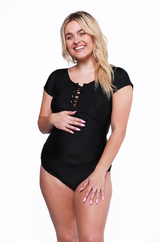 black plus size maternity nursing swimsuit
