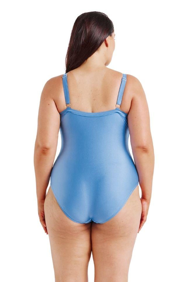 blue plus size one piece swimwear