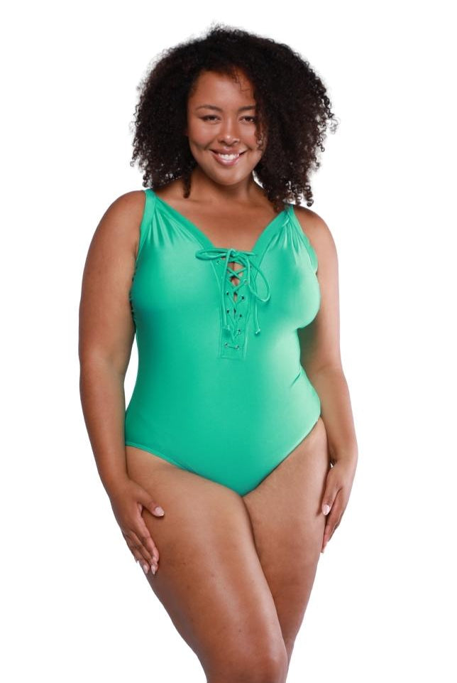Ladies one piece swimwear green
