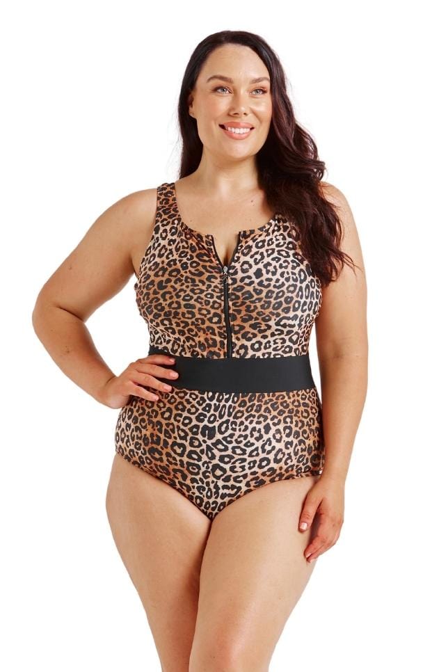 sleeveless one piece leopard print