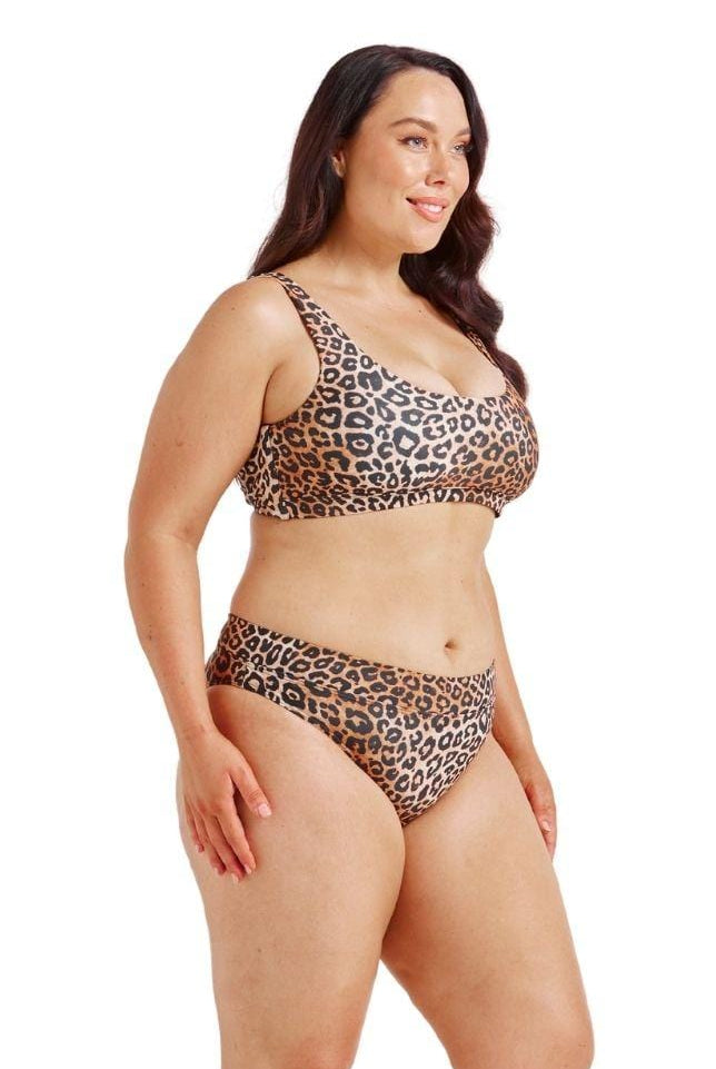 leopard print 2 way bikini top swimwear