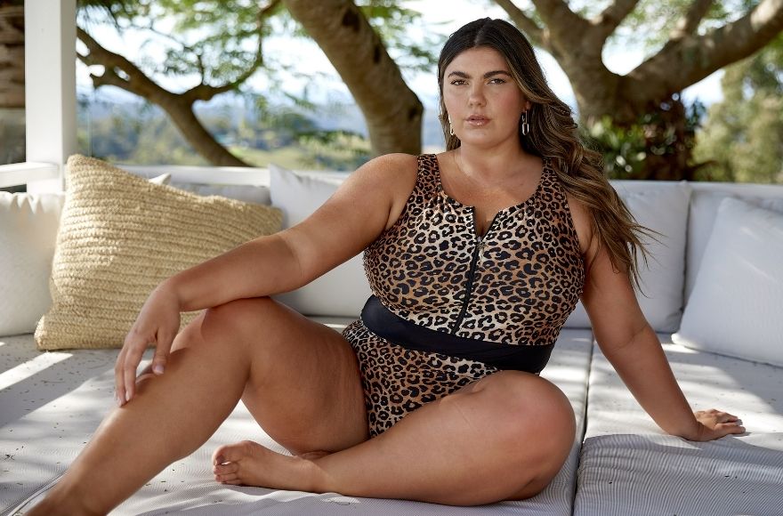 Leopard Sleeveless zip up one piece swimsuit