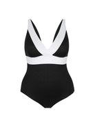 Ghost mannequin black and white v neck one piece