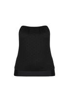 Ghost mannequin of strapless acapulco textured flouncy tankini top