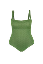 ghost mannequin textured olive green one piece 