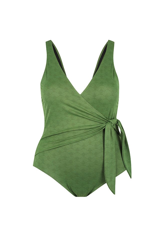 ghost mannequin olive green tie side one piece