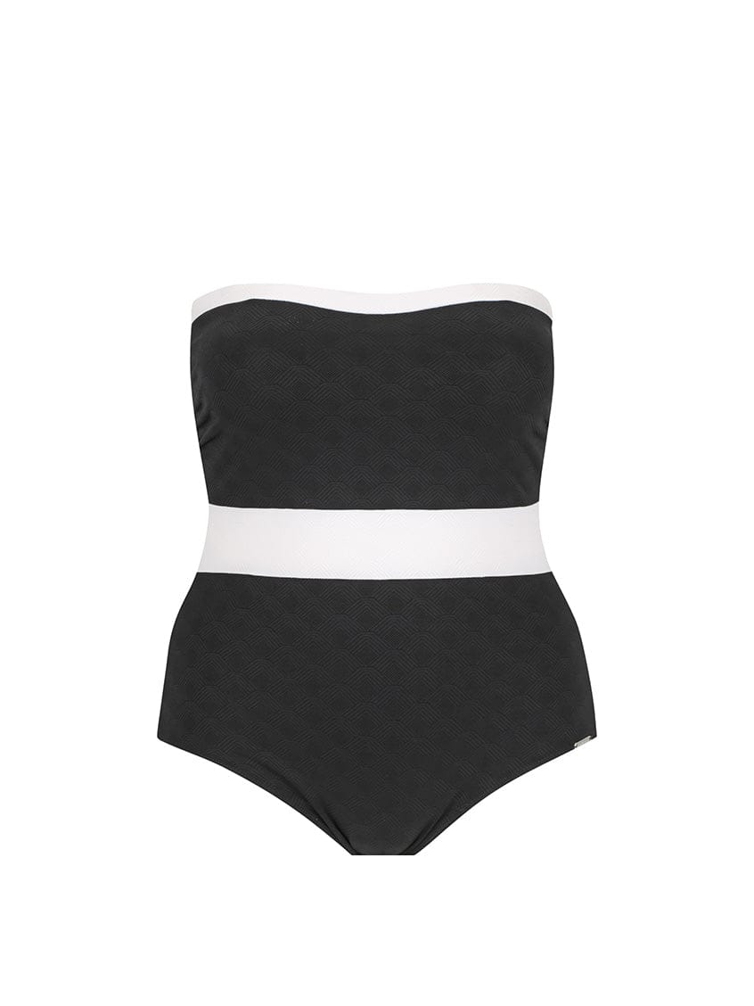 black and white bandeau women's one piece