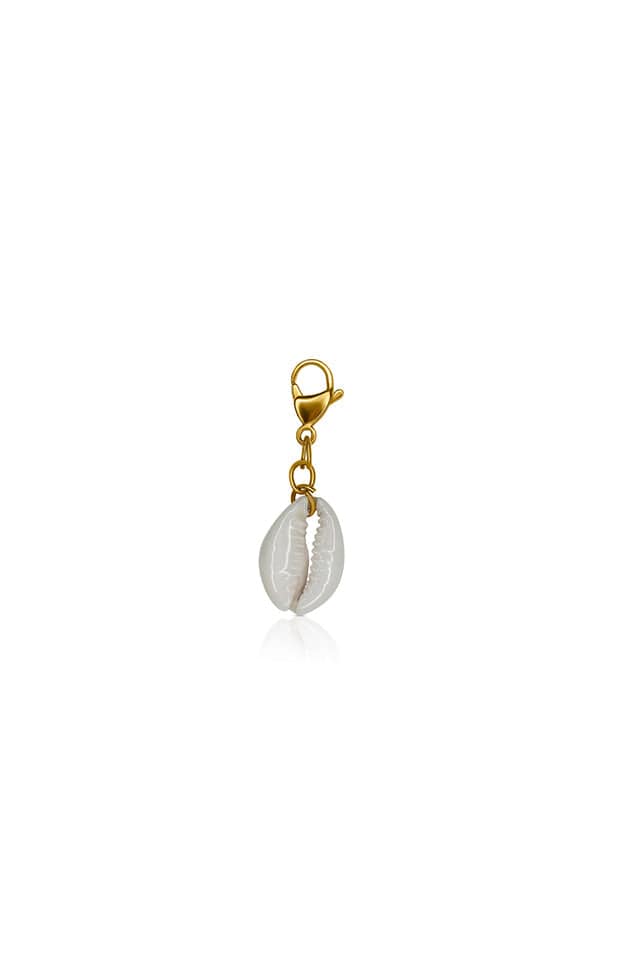 White Cowrie Shell Charm for buildable beaded necklace