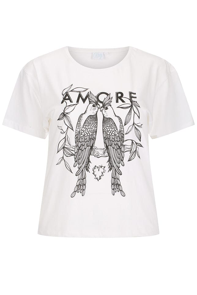 ghost mannequin white amore printed t shirt