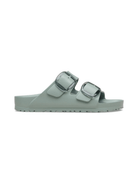 Ghost mannequin of birkenstock beach sandal in sage with buckle detail