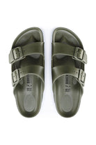 Top view of khaki womens sandals