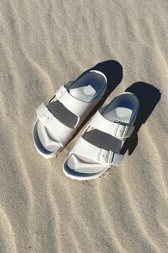 Eggshell white womens slide on sandals