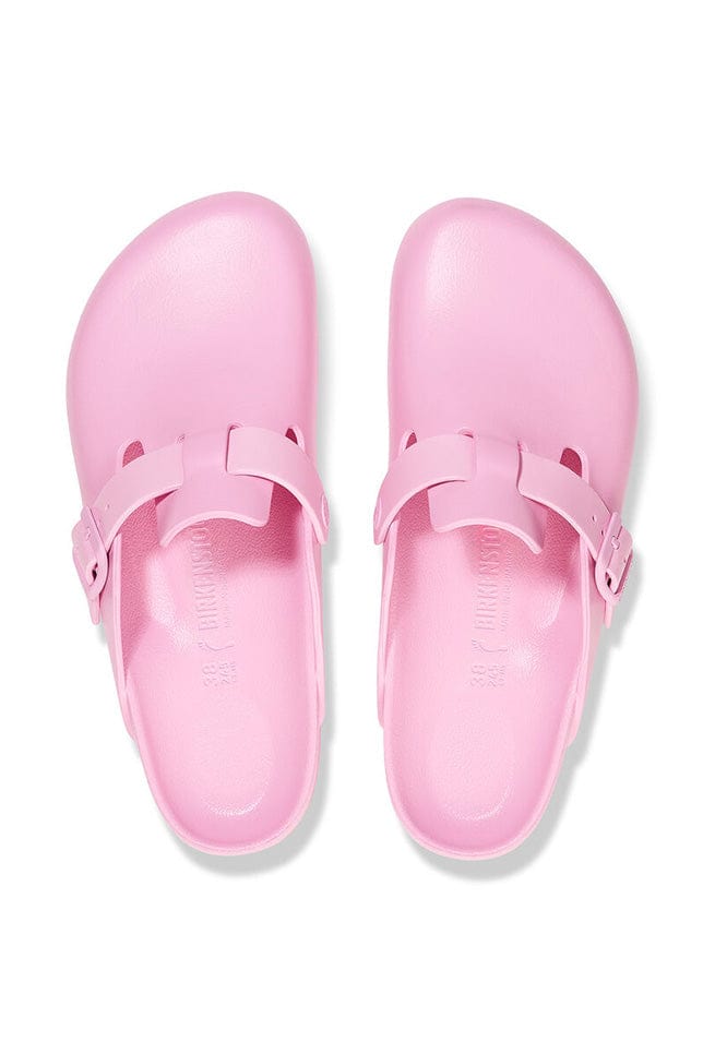 Light pink covered clogs for women with buckle detail