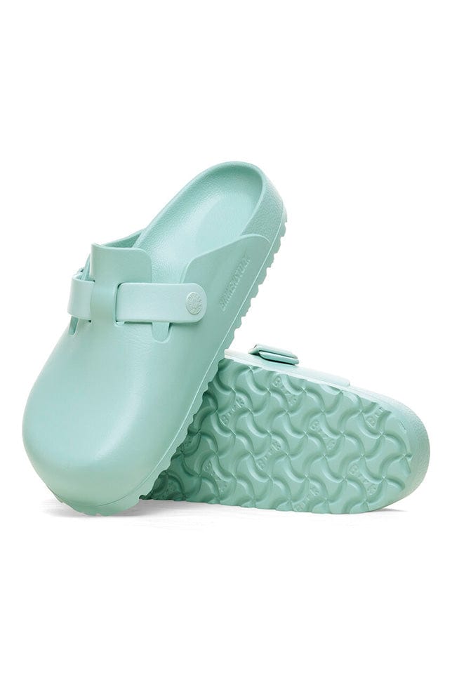 Green rubber beach slip on clogs 