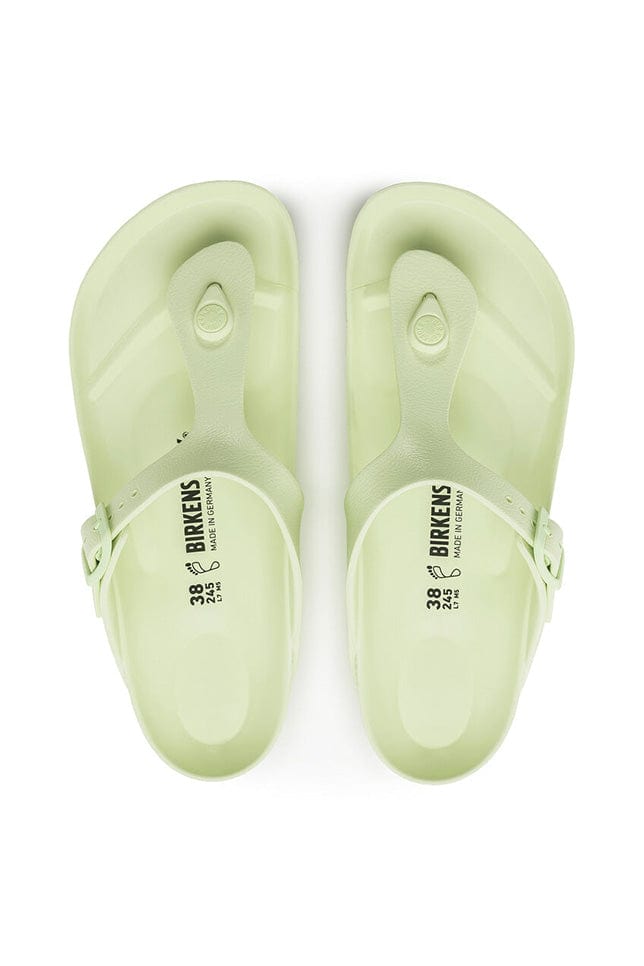 Top view pastel lime sandals