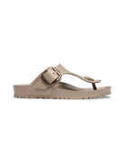 Black slide sandal on a white background