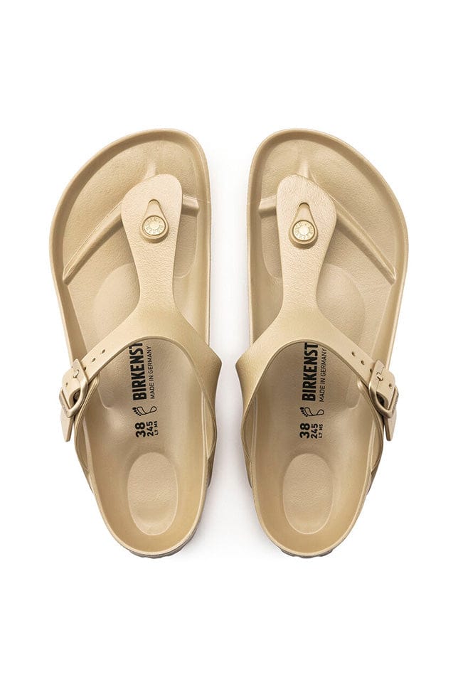 Top view gold t bar sandals