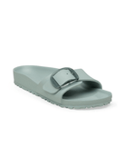 Ghost mannequin of single buckle birkenstock in sage