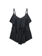 Ghost mannequin black 3 tier ruffle tankini top