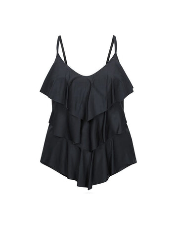 Black 3 Tier Ruffle Tankini Top