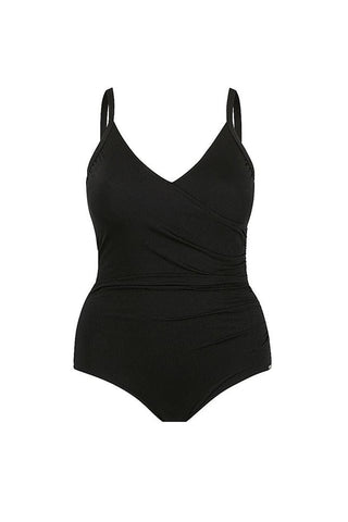 Black Chlorine Resistant Underwire Crossover One Piece