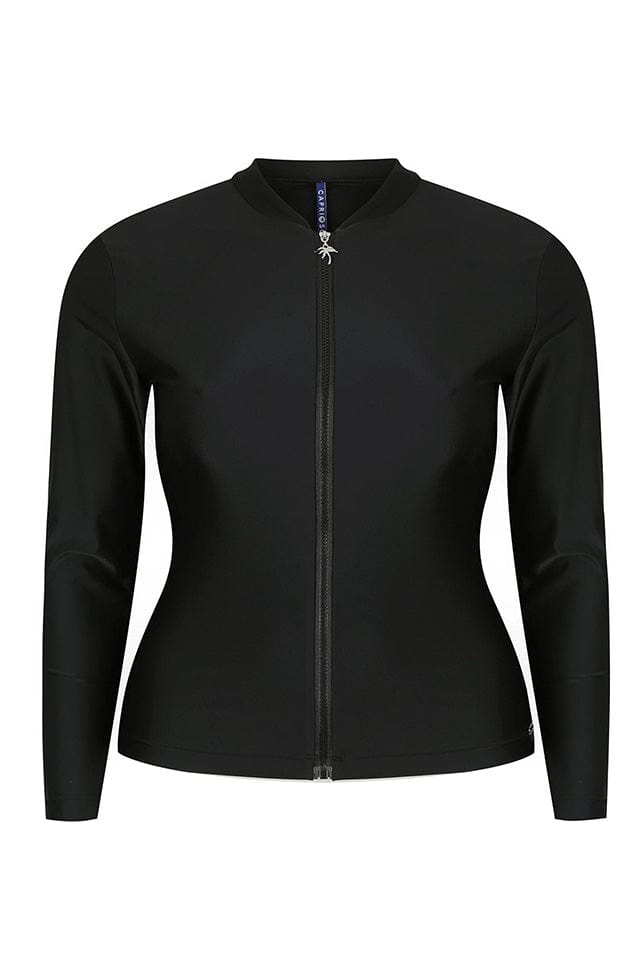 Black Chlorine Resistant Long Sleeve Rash Vest