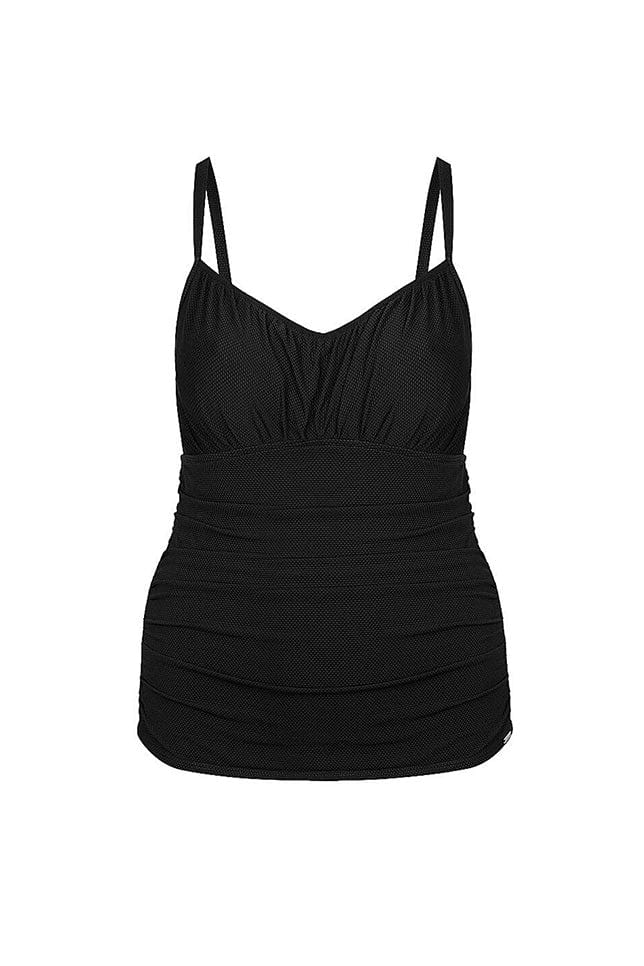 Ghost mannequin black underwire tankini top