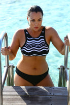 Ghost mannequin black rollover bikini bottoms