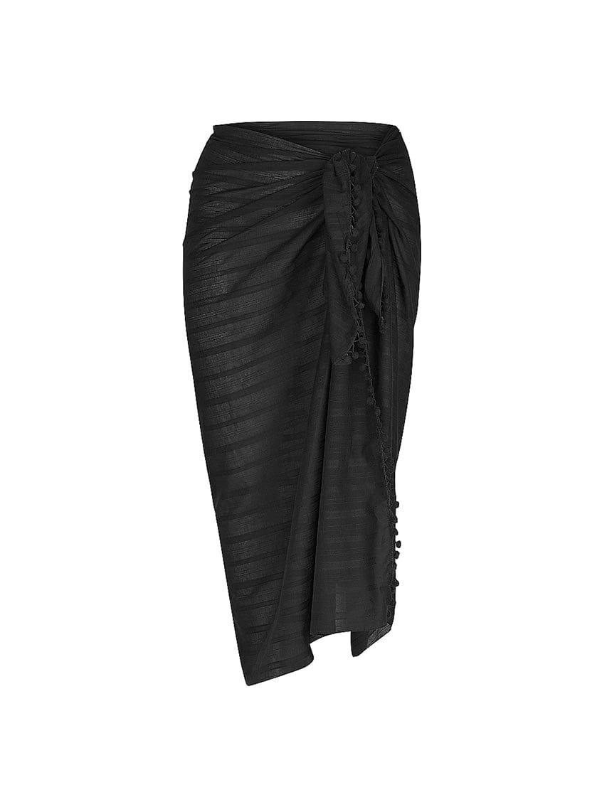 Black ghost mannequin sarong with pom pom detail