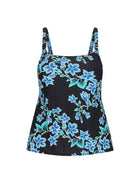 Ghost mannequin of blue floral tank tankini top