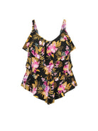 Ghost Mannequin of Womens 3 Tier Tankini Top in Pink and Gold Floral Print