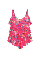 Ghost mannequin hot pink floral 3 tier tankini top