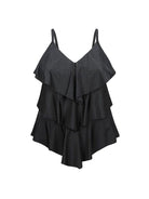 Chlorine Resistant Black 3 Tier Tankini Top