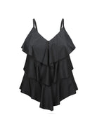 Chlorine Resistant Black 3 Tier Tankini Top