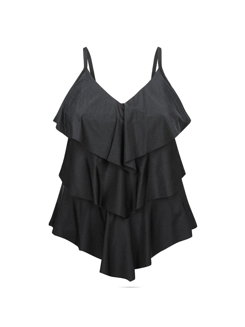 Chlorine Resistant Black 3 Tier Tankini Top