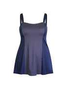 Ghost mannequin navy and white dots swim dress