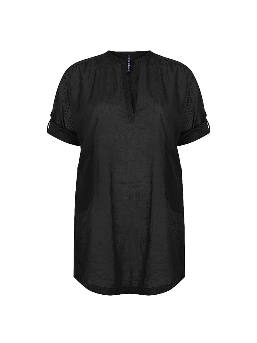 Ghost mannequin cotton over shirt black