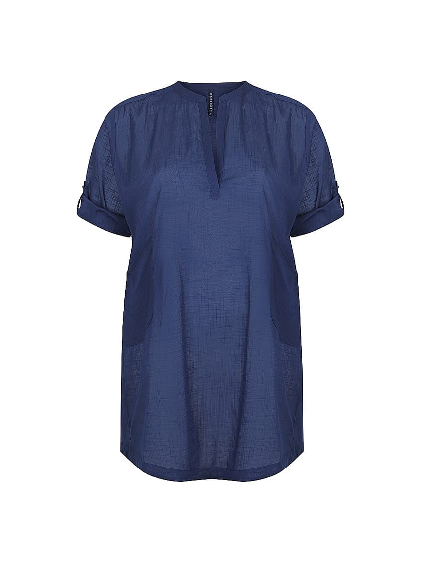 Ghost mannequin cotton over shirt navy