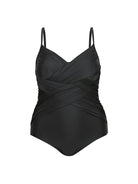 criss cross black one piece swimwear