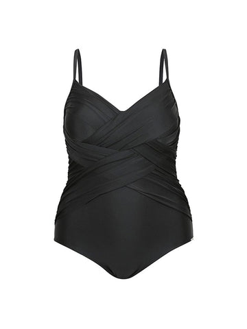 Black Criss Cross One Piece Swimwear