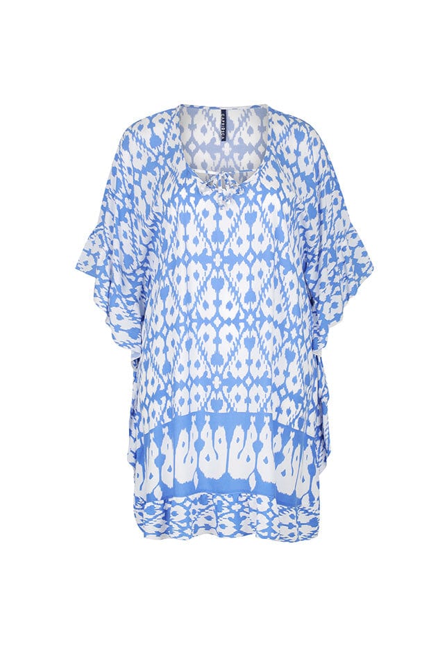 Ghost mannequin blue and white patterned kaftan