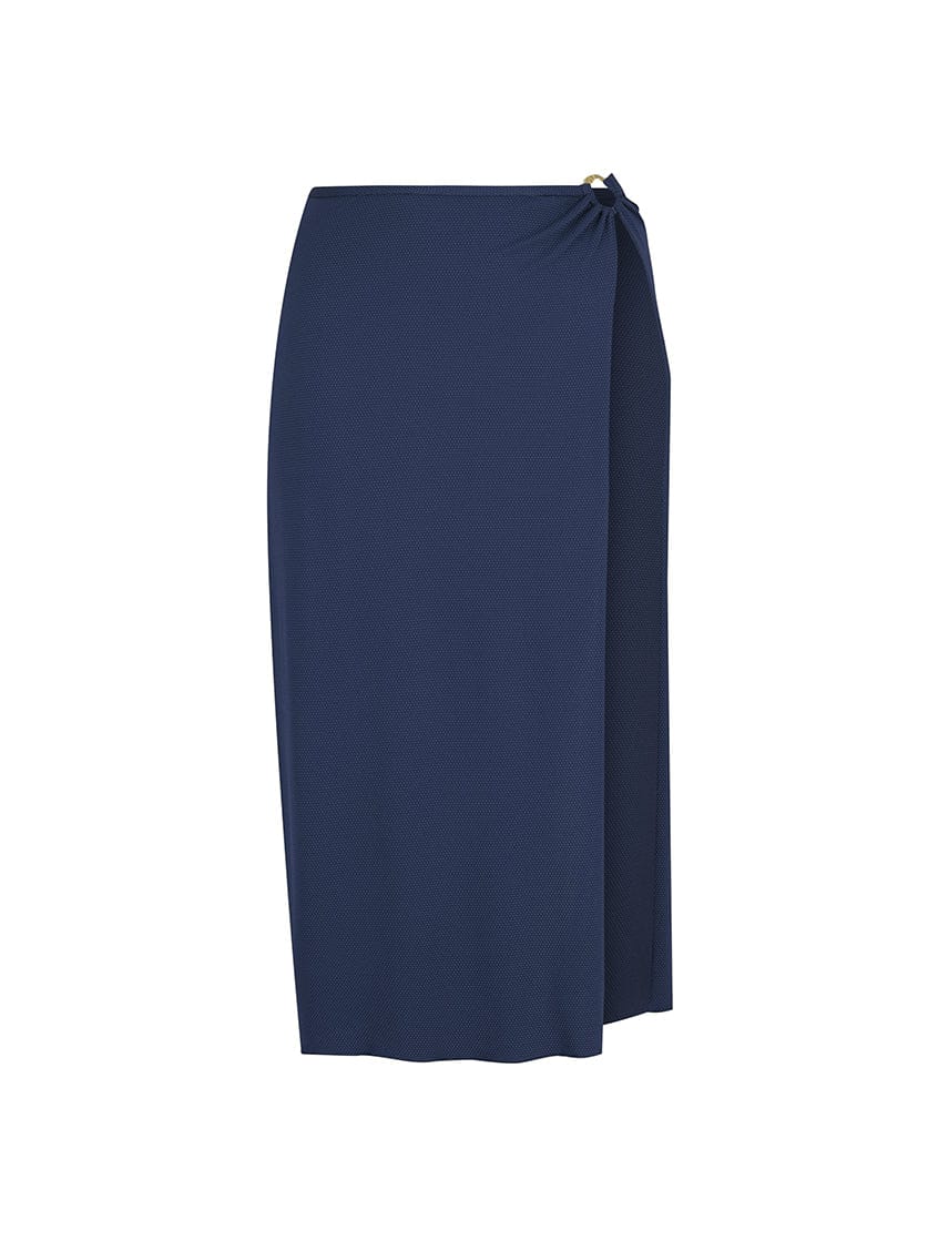 textured navy maxi skirt