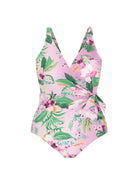 Ghost mannequin of v neck one piece with crossover tie detail