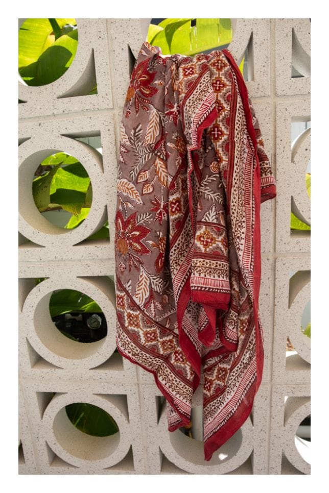 Floral Cotton Sarong Flatlay