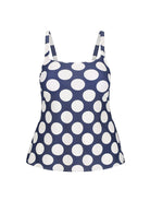 Ghost mannequin of large spotted tankini top for women