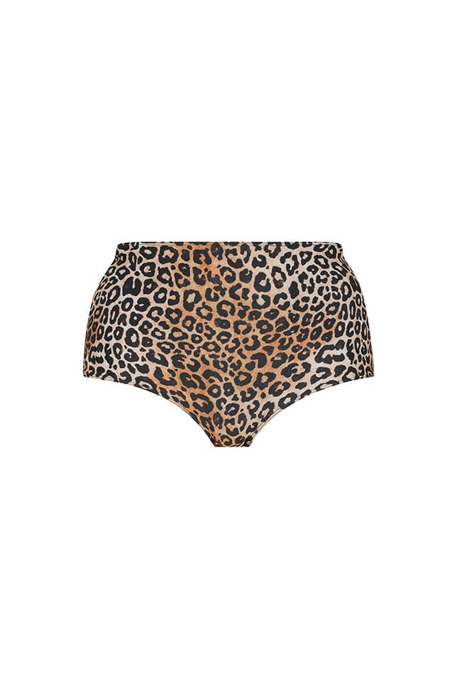 Ghost mannequin leopard print high waisted swim pant
